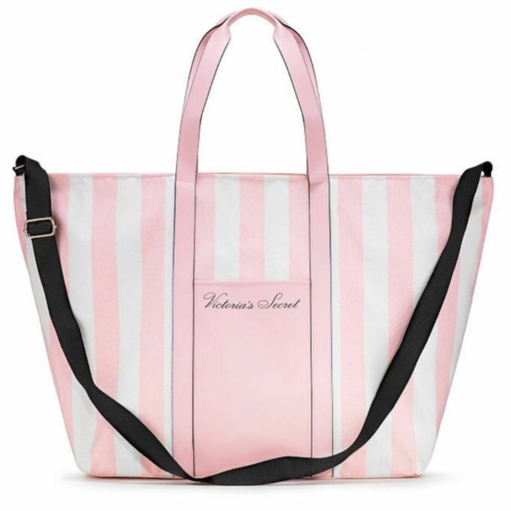Victoria's Secret Limited Edition Pink/White Striped Tote  NWT
